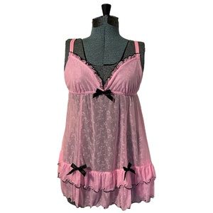 NWT Victoria's 'Secret Sexy Little Things' Pink Frilly Babydoll Lingerie